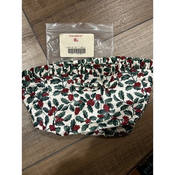 Longaberger MEDIUM KEY Basket Liner Traditional Holly Fabric NEW CHRISTMAS - Picture 1 of 1